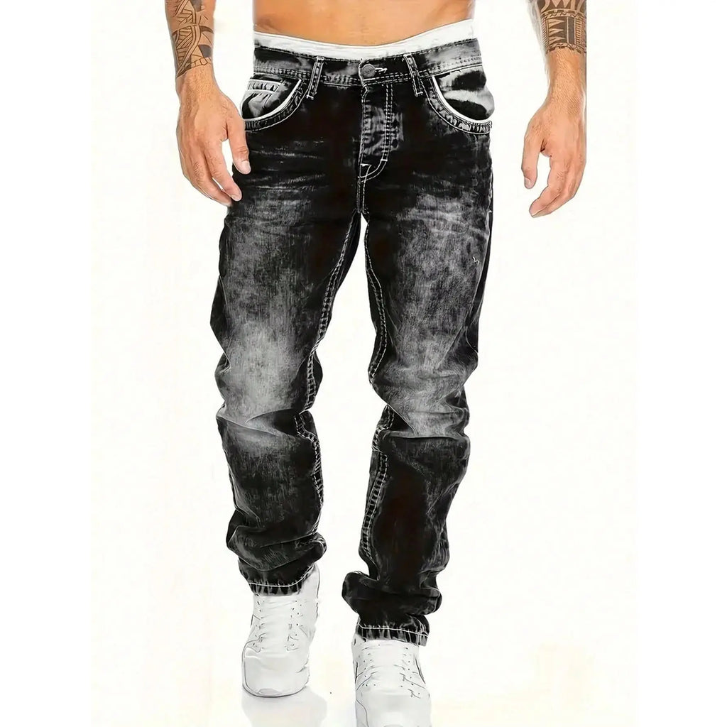 Men's Fashion Creative Stretch Denim Jeans,Minimalist Style Suitable For Summer, Emo Style