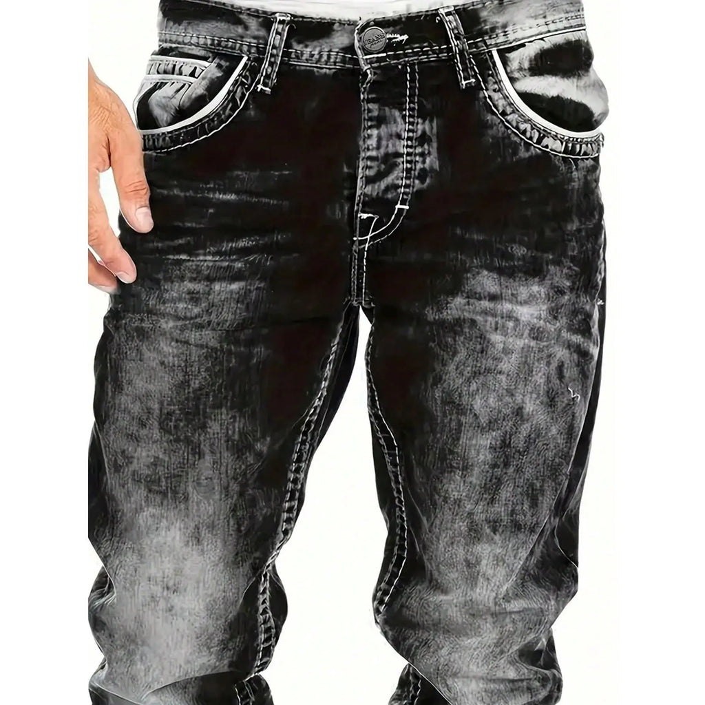Men's Fashion Creative Stretch Denim Jeans,Minimalist Style Suitable For Summer, Emo Style